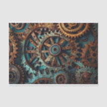 Patina Rusty Gears Decoupage Papier