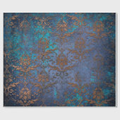 Patina Scroll Work Flowers op Paars Cadeaupapier (Vlak)