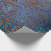 Patina Scroll Work Flowers op Paars Cadeaupapier (Hoek)