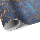 Patina Scroll Work Flowers op Paars Cadeaupapier (Rol Hoek)