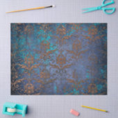 Patina Scroll Work Flowers op Paarse ontkoppeling Tissuepapier (Craft)