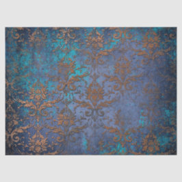 Patina Scroll Work Flowers op Paarse ontkoppeling Tissuepapier
