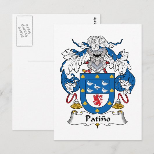 Patino Family Crest Briefkaart (Voorkant / Achterkant)