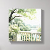 Patio Gazebo Lake Uitzicht Waterverf Art Canvas Afdruk (Voorkant)