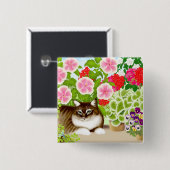 Patio Oerwoud Tiger Cat Pin Vierkante Button 5,1 Cm (Voorkant /achterkant)