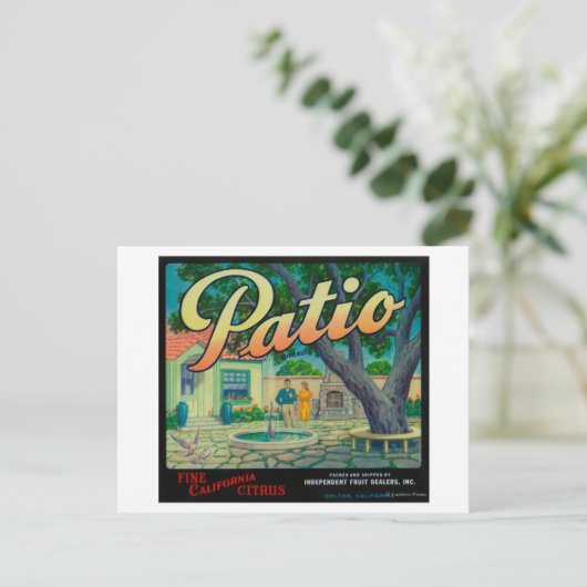 Patio Oranje LabelColton, CA Briefkaart (Staand voorkant)
