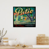 Patio Oranje LabelColton, CA Poster (Keuken)