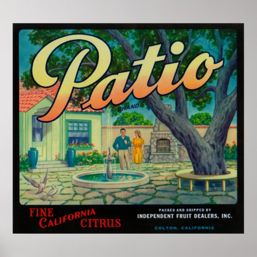 Patio Oranje LabelColton, CA Poster (Voorkant)