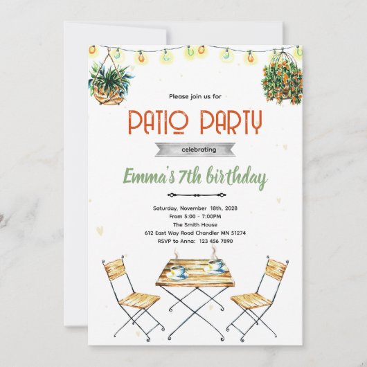 Patio party Invitation Kaart (Voorkant)