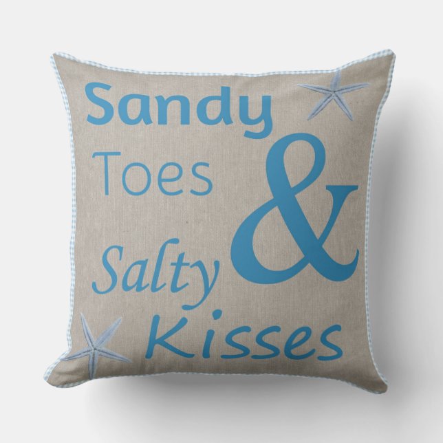 Patio Pillow Sandy Toes and Salty Kisses Beach Buitenkussen (Voorkant)