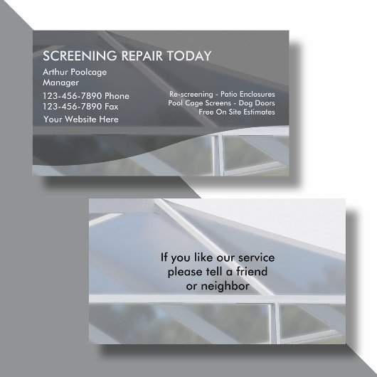 Patio Rescreening Visitekaartjes