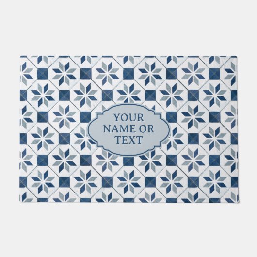  Patio Tegel - Marokkaanse Stijl blauw wit Deurmat (Voorkant)