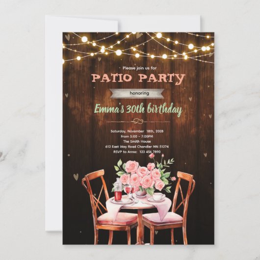 Patio theme party invitation kaart (Voorkant)