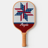 Patiotische ster met vlagpatroon rood wit blauw pickleball paddle (Voorkant)