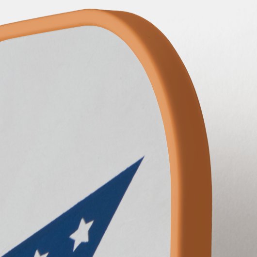 Patiotische ster met vlagpatroon rood wit blauw pickleball paddle (Links Detail)