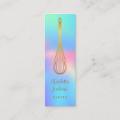Patisserie Chef Regenboog Holografische Gouden Gar Mini Visitekaartje (Voorkant)