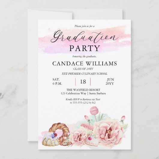 Patisserie Culinaire School Graduation Party Kaart (Voorkant)