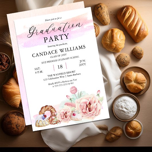 Patisserie Culinaire School Graduation Party Kaart