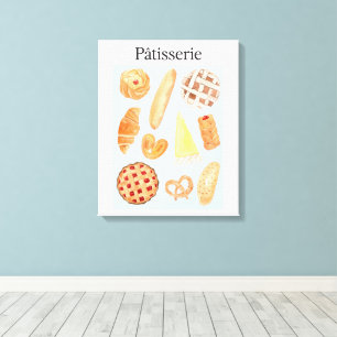 Patisserie Franse bakkerij gebak Brood Food Art Canvas Afdruk