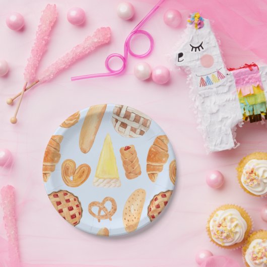 Patisserie Franse bakkerij gebak Brood Food Art Papieren Bordje (Feest)