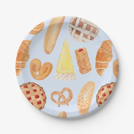 Patisserie Franse bakkerij gebak Brood Food Art Papieren Bordje (Voorkant)
