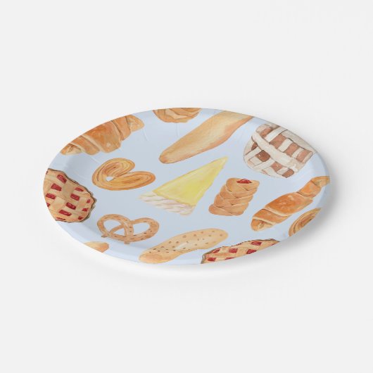 Patisserie Franse bakkerij gebak Brood Food Art Papieren Bordje (Gekanteld)