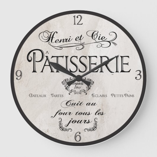 Patisserie French Clock, Antique White French Deco Grote Klok (Voorkant)