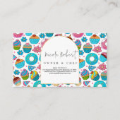 Patisserie Gebak Chef Bakkerij blauw Donuts patroo Visitekaartje (Voorkant)