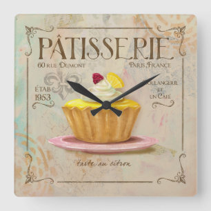 Patisserie Lemon Tart-klok Vierkante Klok