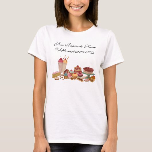 Patisserie Name - Pas hier Jouw tekst aan T-shirt (Voorkant)