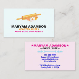 Patisserie Rolling Pin | Floral Bakery Logo Slogan Visitekaartje