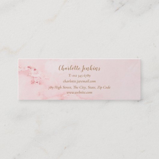 Patisserie Roze Marmer Rolling Pin Pastry Chef Mini Visitekaartje (Achterkant)