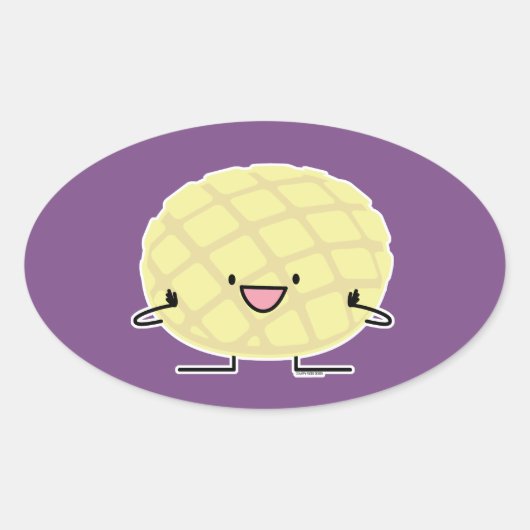 Patisserie van het concha zoete brood van de ovale sticker (Voorkant)