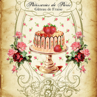 Pâtisseries de Paris Gâteau de Fraise Decoupage Tissuepapier