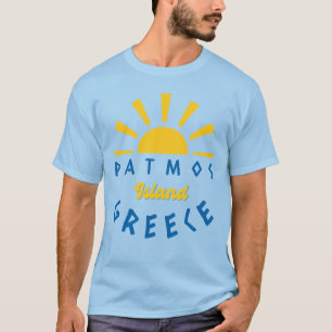 Patmos eiland, Griekenland - Zonneschijn Herenblau T-shirt