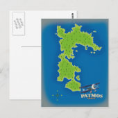 Patmos Griekenland eiland kaart (Voorkant / Achterkant)