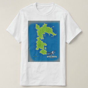 Patmos Griekenland - eilandkaart T-shirt