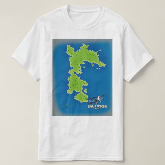 Patmos Griekenland - eilandkaart T-shirt (Design voorkant)