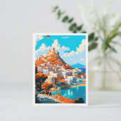 Patmos Griekenland vintage reisillustratie Briefkaart (Staand voorkant)
