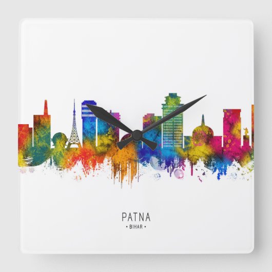 Patna Bihar Silhouet Vierkante Klok (Voorkant)