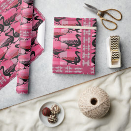Patos Negros en un tejido rosa Cadeaupapier