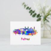 Patras skyline in waterverf briefkaart (Staand voorkant)