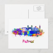 Patras skyline in waterverf briefkaart (Voorkant / Achterkant)
