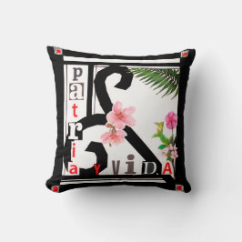 Patria y Vida Black Lijst Pink Flowers Kussen