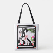 Patria y Vida Black Lijst Pink Flowers Tote Bag (Achterkant)