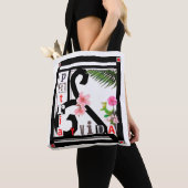 Patria y Vida Black Lijst Pink Flowers Tote Bag (Dichtbij)