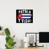 Patria Y Vida Free Cuba Libre Cuban Flag Poster (Thuiskantoor)