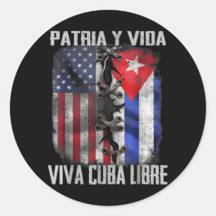 Patria Y Vida Leve Cuba Vrij Patriotisch Retro VS Ronde Sticker