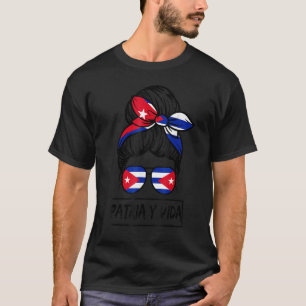 Patria Y Vida Sos Cuba Vlag Messy Haar Vrouwen Bun T-shirt