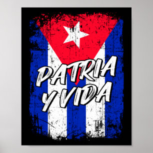 Patria Y Vida Viva Cuba Libre Cuban vlag Poster